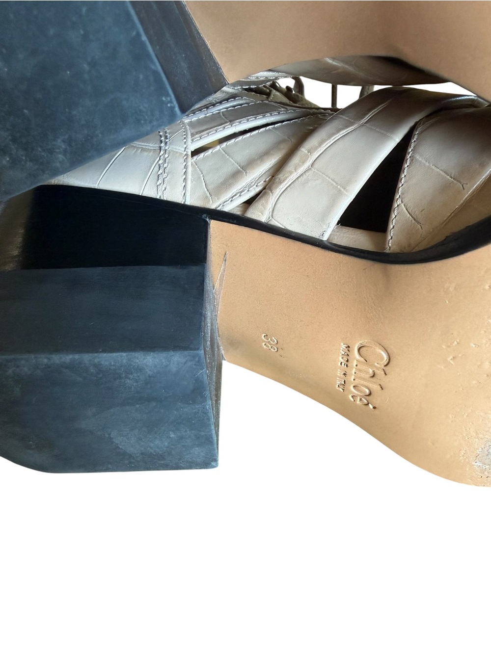 Chloe Rylee Croc-Embossed Motorcycle/Combat Boot EU 38 - Picture 9 of 9